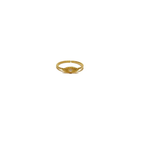 silver925 ribbedeye ring gold